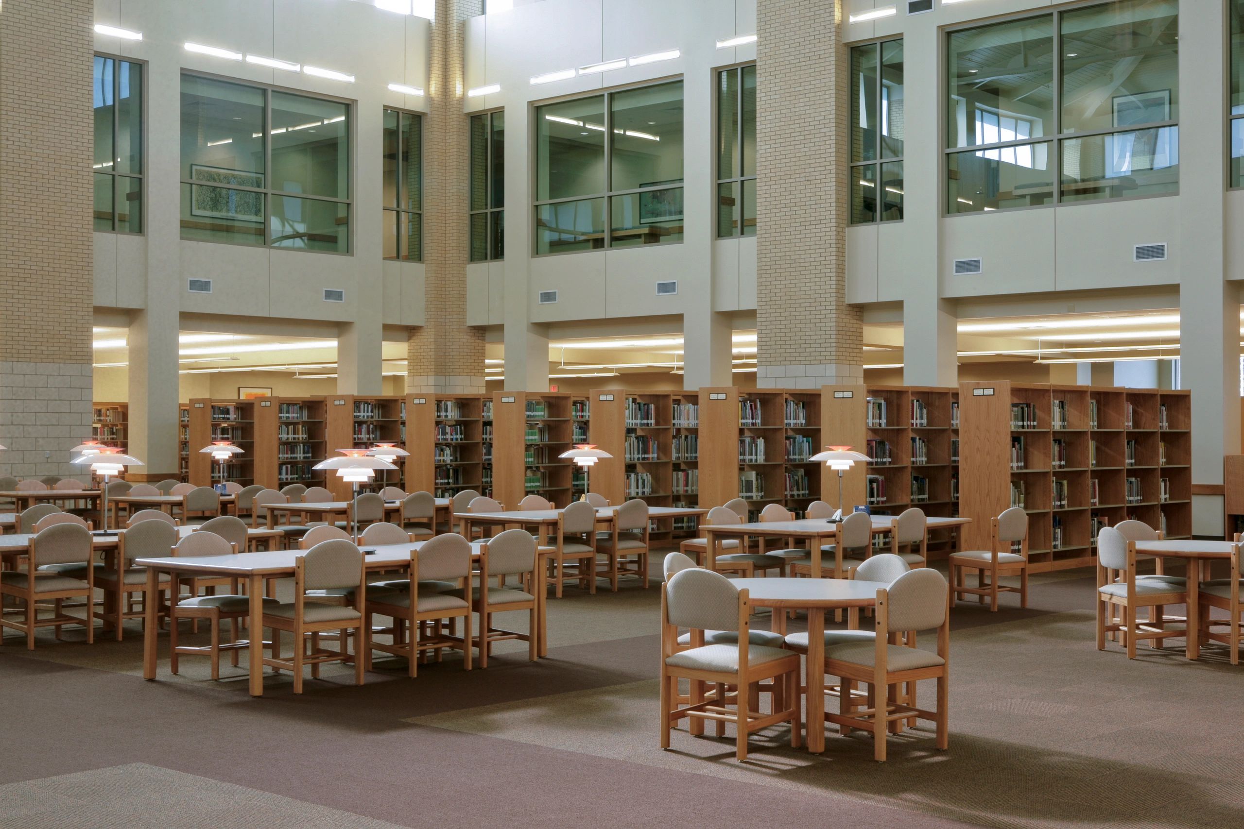 Academic library interior representing research and scholarly references
